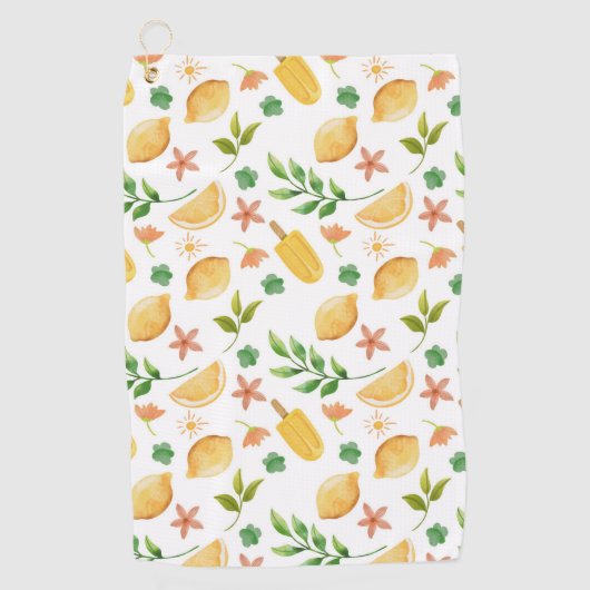 Waterverf citroenen en ijslolly's golfhanddoek (Voorkant)