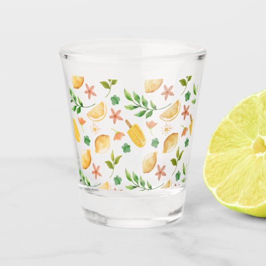Waterverf citroenen en ijslolly's shot glas (Voorkant)