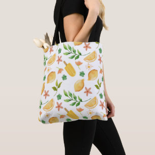 Waterverf citroenen en ijslolly's tote bag