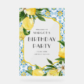 Waterverf citroenen en Marokkaanse Tegel Acryl Bord (Voorkant)