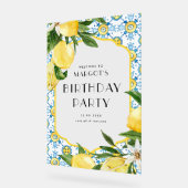 Waterverf citroenen en Marokkaanse Tegel Acryl Bord (Hoek)