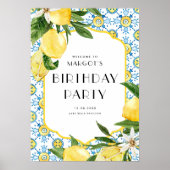 Waterverf citroenen en Marokkaanse Tegel Poster (Voorkant)