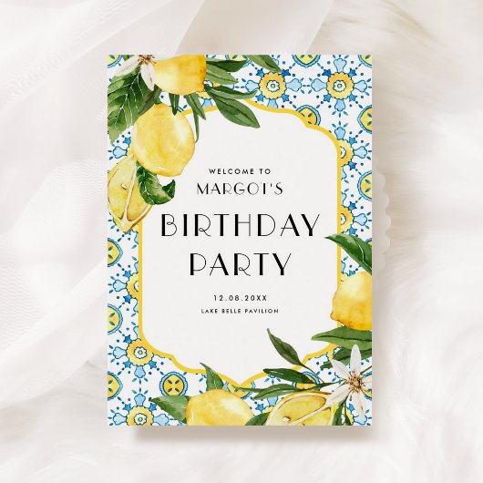 Waterverf citroenen en Marokkaanse Tegel Poster