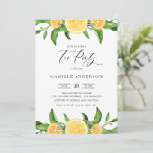 Waterverf Citroenen en Sinaasappels Zomer Tea Part Kaart (Staand voorkant)