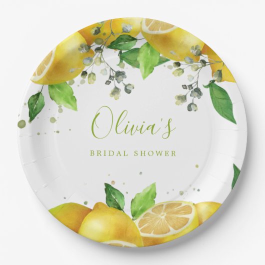 Waterverf citroenen feest papieren bord (Voorkant)