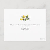 waterverf citroenen floral Maid of Honor kaart (Achterkant)