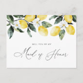 waterverf citroenen floral Maid of Honor kaart (Voorkant)