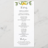 Waterverf citroenen gebladerte bruiloft programma programmakaart (Achterkant)