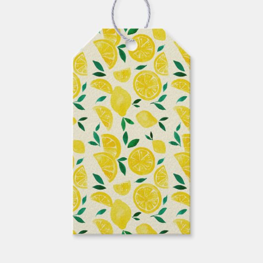 Waterverf citroenen - geel en groen cadeaulabel (Voorkant)