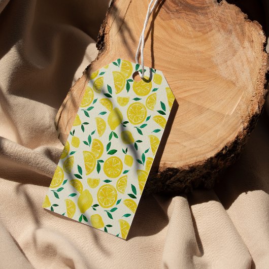 Waterverf citroenen - geel en groen cadeaulabel