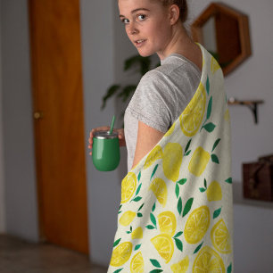 Waterverf citroenen - geel en groen fleece deken