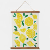 Waterverf citroenen - geel en groen hangend wandkleed (Voorkant)