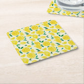 Waterverf citroenen - geel en groen kartonnen onderzetters (Schuin)