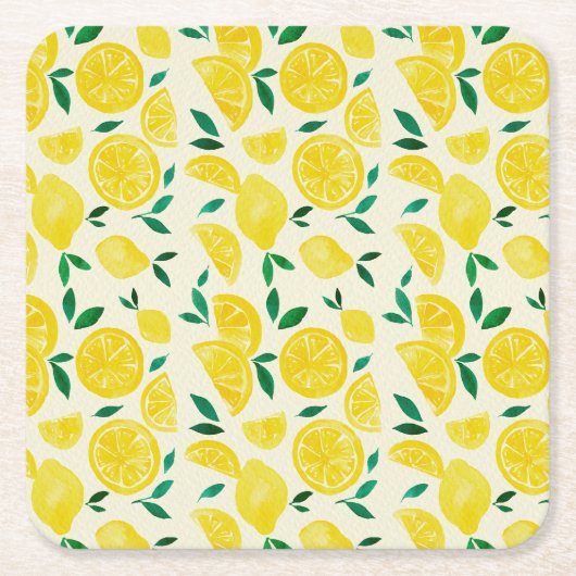 Waterverf citroenen - geel en groen kartonnen onderzetters (Voorkant)