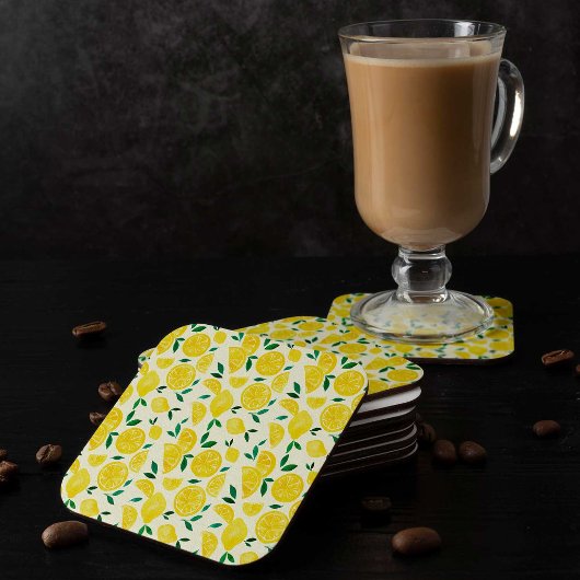 Waterverf citroenen - geel en groen kartonnen onderzetters