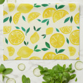 Waterverf citroenen - geel en groen theedoek (Gevouwen)