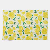 Waterverf citroenen - geel en groen theedoek (Horizontaal)