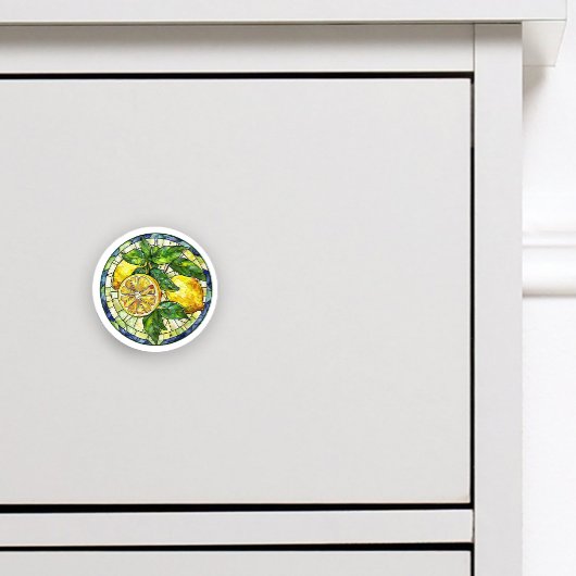 Waterverf citroenen Glas in lood geel groen blauw Keramische Knop