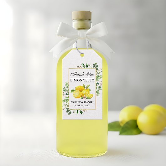 Waterverf Citroenen Goud Limoncello Bruiloft Cadeaulabel