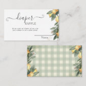 Waterverf Citroenen Green Plaid Baby shower Informatiekaartje (Voorkant / Achterkant)