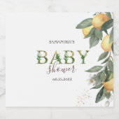 Waterverf Citroenen Groen Baby shower Sparkling Wijnetiket (Enkel label)