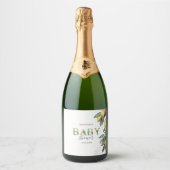 Waterverf Citroenen Groen Baby shower Sparkling Wijnetiket (Voorkant)