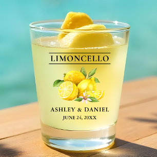 Waterverf citroenen groen bruiloft limoncello shot glas
