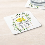 Waterverf citroenen groen goud limoncello kartonnen onderzetters (Schuin)