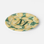 Waterverf Citroenen Groen Monogrammed Papieren Bordje (Gekanteld)