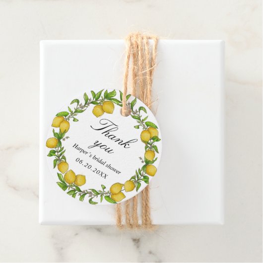 Waterverf citroenen groene achtergrond dank je cad bedankjes labels (In situ)