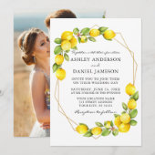 Waterverf Citroenen Groene Foto Geo Lijst Trouwdag Kaart (Voorkant / Achterkant)