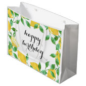 Waterverf Citroenen Grote Geschenktas Large Cadeautasje (Voorkant Gekanteld)