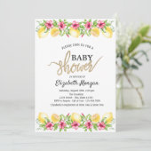 Waterverf Citroenen Hibiscus Botanisch Baby shower Kaart (Staand voorkant)