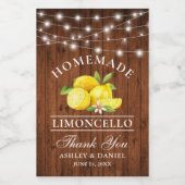 Waterverf Citroenen Houten Lichten Mini Flesseneti Wijn Etiket (Enkel label)