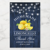 Waterverf Citroenen Houten Lichten Mini Flesseneti Wijn Etiket (Enkel label)