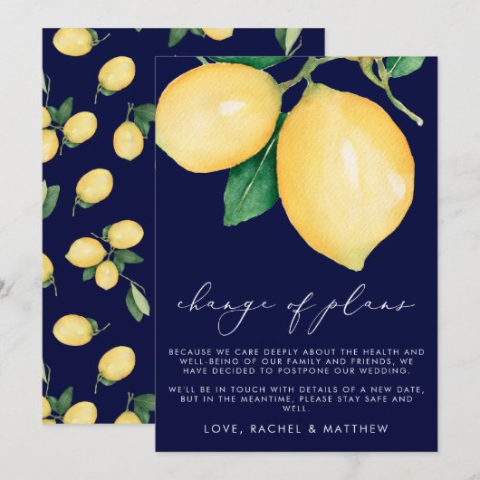 Waterverf Citroenen Huwelijk Wijziging Van Plannen Aankondiging (Voorkant / Achterkant)