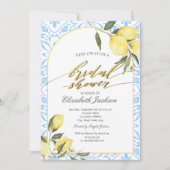 Waterverf Citroenen Italiaans Blauw Vrijgezellenfe Kaart (Voorkant)