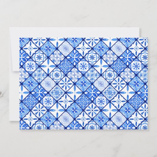 Waterverf Citroenen Italiaans Blauwe Tegels Vrijge Bedankkaart (Achterkant)