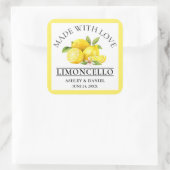 Waterverf citroenen liefde bruiloft limoncello gee vierkante sticker (Tas)