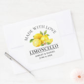 Waterverf Citroenen Liefde Bruiloft Limoncello Vierkante Sticker (Envelop)