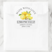 Waterverf Citroenen Liefde Bruiloft Limoncello Vierkante Sticker (Tas)