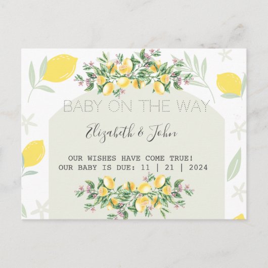 Waterverf citroenen Lijst Aankondigingskaart (Voorkant)