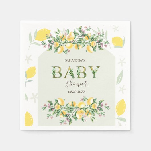 Waterverf citroenen Lijst Baby shower Servet (Voorkant)