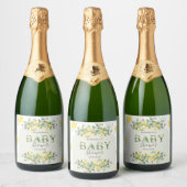 Waterverf citroenen Lijst Baby shower Sparkling Wijnetiket (Flessen)