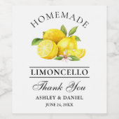 Waterverf Citroenen Limoncello Bedankt flesetikett Wijn Etiket (Enkel label)