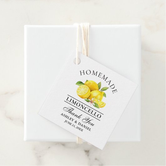 Waterverf Citroenen Limoncello Bedankt Vierkante L Bedankjes Labels (In situ)