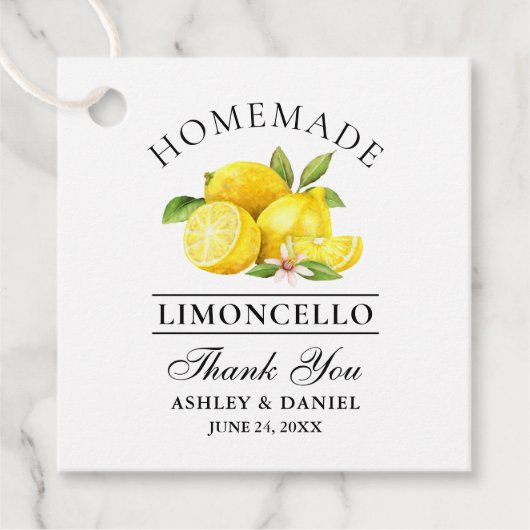 Waterverf Citroenen Limoncello Bedankt Vierkante L Bedankjes Labels (Voorkant)