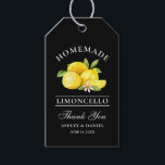 Waterverf Citroenen Limoncello Bedankt Zwart Cadeaulabel<br><div class="desc">Elegante Waterverf Citroenen Zelfgemaakte Limoncello bruiloft Bedankt Labels - Zwart</div>