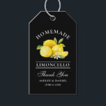 Waterverf Citroenen Limoncello Bedankt Zwart Cadeaulabel<br><div class="desc">Elegante Waterverf Citroenen Zelfgemaakte Limoncello bruiloft Bedankt Labels - Zwart</div>