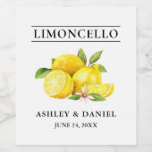 Waterverf Citroenen Limoncello bruiloft flesetiket Wijn Etiket (Enkel label)